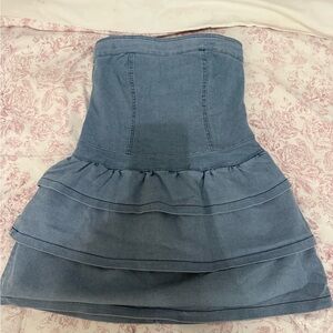 Denim Blue Women's dress with ruffles